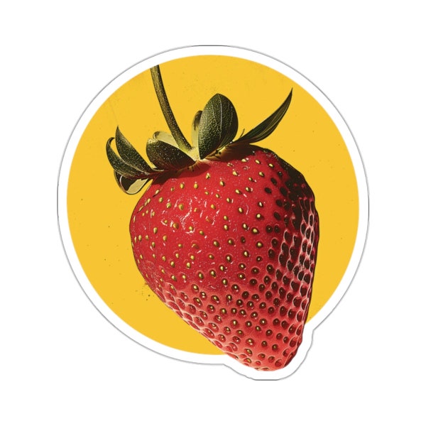 Kiss-Cut Vintage Retro Strawberry Sticker - Classic Fruit Vinyl Decal