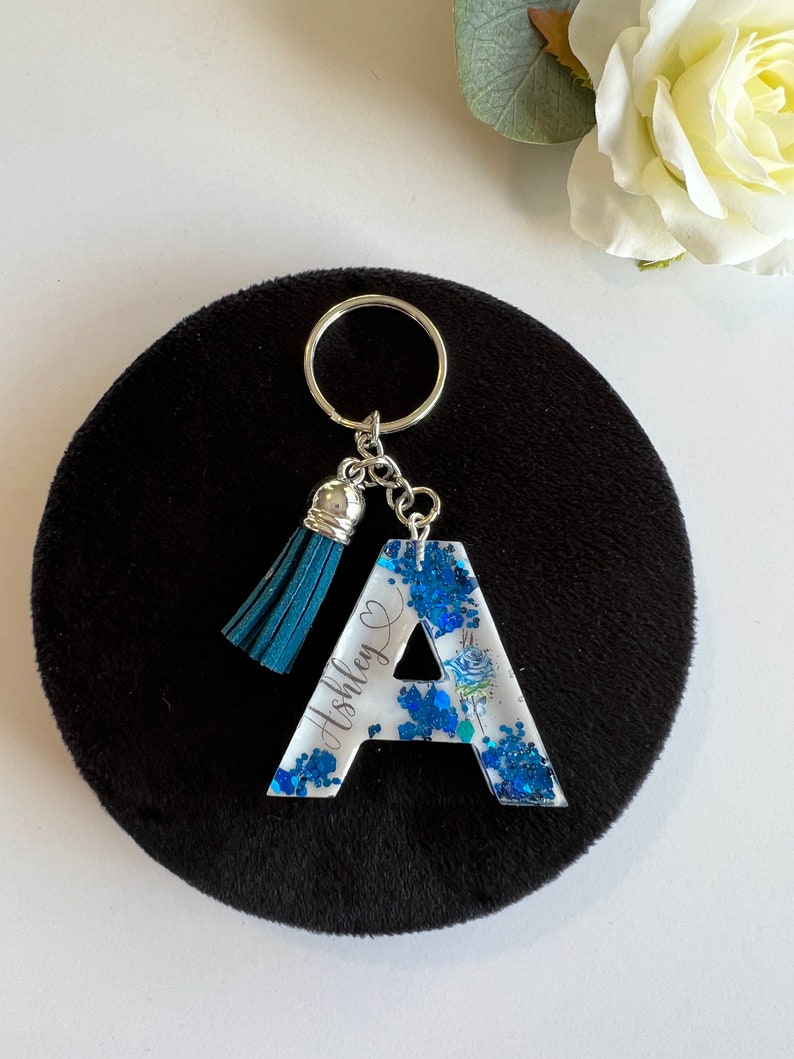 Customized Name Letter Keychains Initial Keychain Resin Etsy