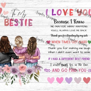 Beste Freunde PNG-Datei/ Sublimation/ Tumbler Wrap/ Beste Freunde Design/ Lila Rosa Bestie Design