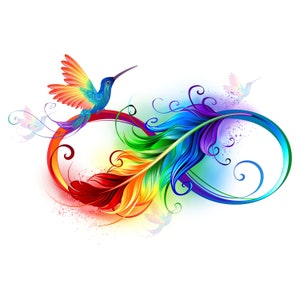 Kolibri Infinity Feather PNG Datei/ Sublimation/ Tumbler Wrap/ Bügelbild