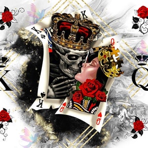 King Queen Skull Archivo PNG / Tumbler Wrap / Diseño de camiseta / Sublimación / Hierro en / PNG / Diseño de sudadera / Descarga digital