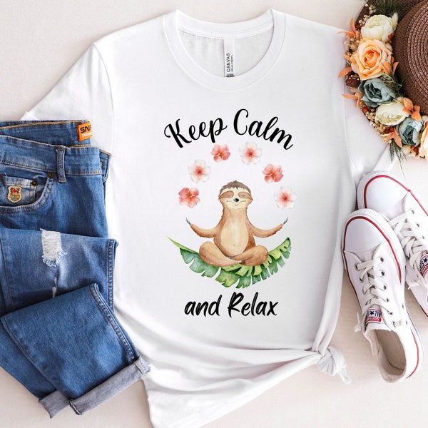 Keep Calm And Relax PNG File/ T-Shirt Design/Sublimation/Iron on/ Sloth PNG/Tumbler wrap/ Coffee cup/ Digital Download/ Mother's Day design