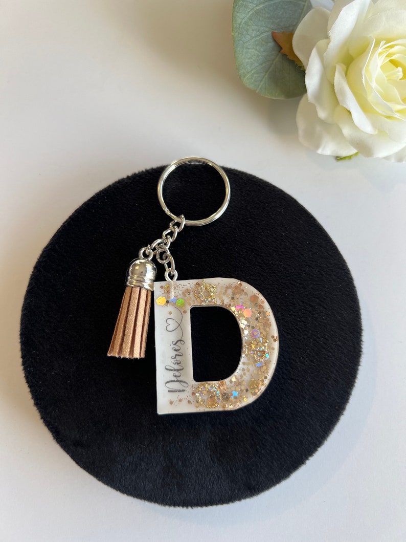Customized Name Letter Keychains Initial Keychain Resin Etsy