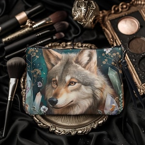Verzauberte Wolf Umhängetasche, Boho Tasche, Boho Make-up Tasche, Wolf-Liebhaber-Geschenk, Wolf-Designtasche