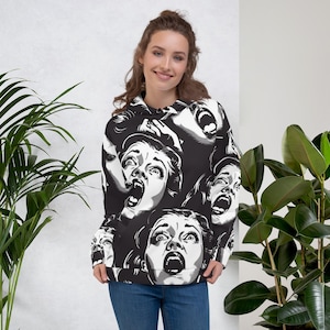 It's A Scream Retro Horror Unisex Hoodie - Retro Horror Hoodie - Monochrome Hoodie