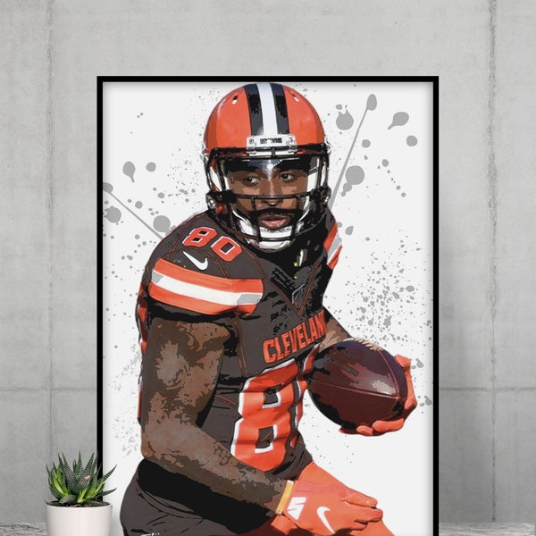 Jarvis Landry Poster Print, Canvas Wrap Print, Wall Art Decor, Sports Art Framed Print, Best Home Decor Gift For Man Cave [Made In USA]