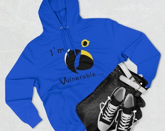 Hyacinth Macaw Pullover Hoodie, parrot sweatshirt, unisex, blue, I'm Vulnerable, Pull-over, sweatsuit, pull strings, hoodie, hyacinth,