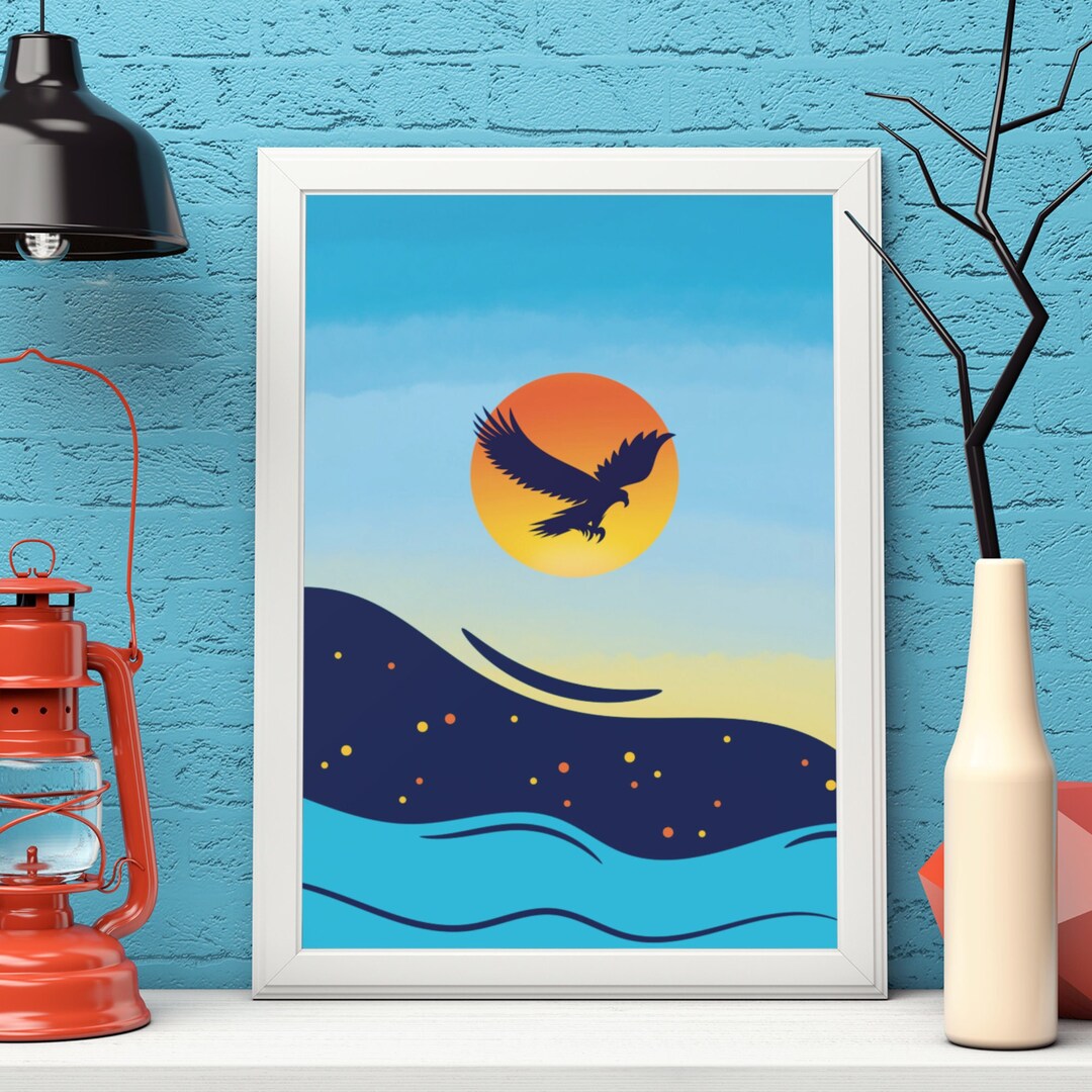 Printable Wall Art Eagle Flying Into Sun Digital Print - Etsy