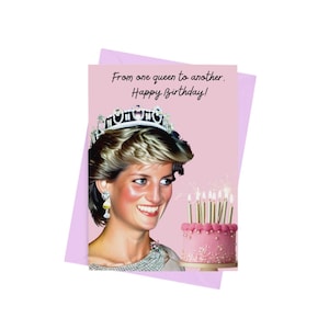 Carte d'anniversaire de princesse Diana d'une reine à l'autre