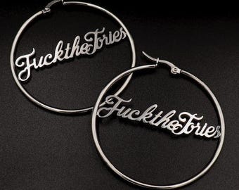 F*ck The Tories Hoop Earrings by Topple & Burn