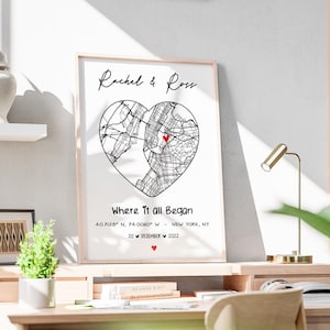 Cadeaux d'anniversaire,La où tout a commencé,Carte du lieu où nous nous sommes rencontrés,Impression de carte personnalisée,Cadeaux de remise des diplômes,Notre première maison,Cadeaux d'anniversaire pour elle,Cadeau de mariage