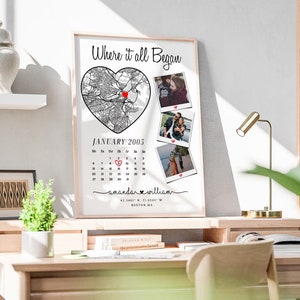 Carte de l'endroit où nous nous sommes rencontrés/Où tout a commencé/Carte pour couple/Cadeau pour elle/Cadeau pour lui/Carte personnalisée/Carte personnalisée/Cadeau d'anniversaire/TÉLÉCHARGEMENT NUMÉRIQUE