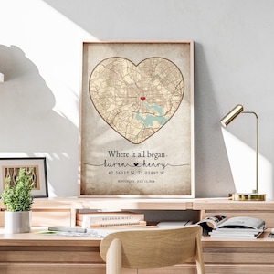 Carte de l'endroit où nous nous sommes rencontrés Là où tout a commencé, carte pour couple, Cadeau pour elle, Cadeau pour lui, Carte personnalisée, Carte personnalisée, Cadeau anniversaire, TÉLÉCHARGEMENT NUMÉRIQUE