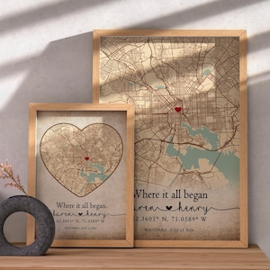 Carte de l'endroit où nous nous sommes rencontrés Là où tout a commencé, carte pour couple, Cadeau pour elle, Cadeau pour lui, Carte personnalisée, Carte personnalisée, Cadeau anniversaire, TÉLÉCHARGEMENT NUMÉRIQUE