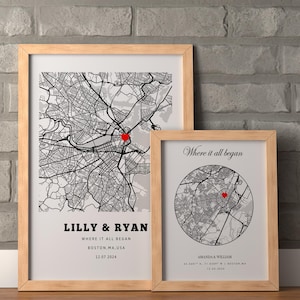 Cadeaux d'anniversaire,La où tout a commencé,Carte du lieu où nous nous sommes rencontrés,Impression de carte personnalisée,Cadeaux de remise des diplômes,Notre première maison,Cadeaux d'anniversaire pour elle,Cadeau de mariage