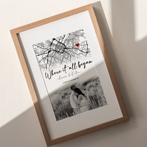 Carte de l'endroit où nous nous sommes rencontrés Là où tout a commencé, carte pour couple, Cadeau pour elle, Cadeau pour lui, Carte personnalisée, Carte personnalisée, Cadeau anniversaire, TÉLÉCHARGEMENT NUMÉRIQUE