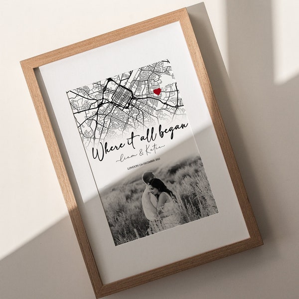 Where We Met Map Where it all began Couple Map Gift for her Gift for himPersonalized Map Custom MapAnniversary Gift DIGITAL DOWNLOAD