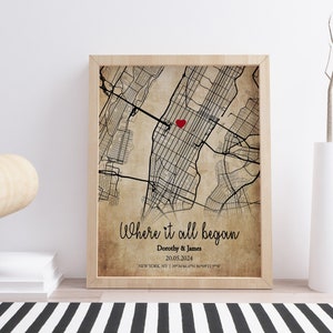 Carte de l'endroit où nous nous sommes rencontrés Là où tout a commencé, carte pour couple, Cadeau pour elle, Cadeau pour lui, Carte personnalisée, Carte personnalisée, Cadeau anniversaire, TÉLÉCHARGEMENT NUMÉRIQUE