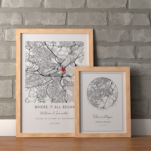 Cadeaux d'anniversaire,La où tout a commencé,Carte du lieu où nous nous sommes rencontrés,Impression de carte personnalisée,Cadeaux de remise des diplômes,Notre première maison,Cadeaux d'anniversaire pour elle,Cadeau de mariage