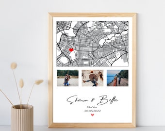 Where We Met Map, Where It All Began, Couple Map, Gift for her, Gift for him, Personalized Map, Custom Map First Anniversary Gift