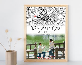Engagement Gift | Engagement Print | Engagement Map Print | Couples Gift | Personalised Map Print | Engagement Map | Engagement Gifts