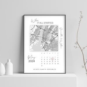 Kaart waar het allemaal begon, waar we elkaar ontmoetten, jubileumcadeau, hartkaart, ons verhaal, cadeau voor eerste date, The Night We Met, ons herinneringshart voor eerste date