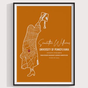 Arte de mapa de graduación, regalo de graduación universitaria, mapa escolar personalizado, regalo de mapa personalizado, mapa de clase de último año, mapa de recuerdo de graduación,