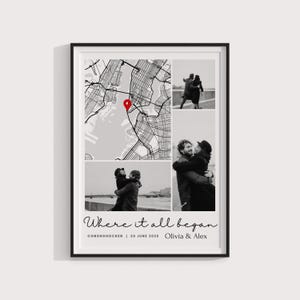 Cadeaux d'anniversaire,La où tout a commencé,Carte du lieu où nous nous sommes rencontrés,Impression de carte personnalisée,Cadeaux de remise des diplômes,Notre première maison,Cadeaux d'anniversaire pour elle,Cadeau de mariage
