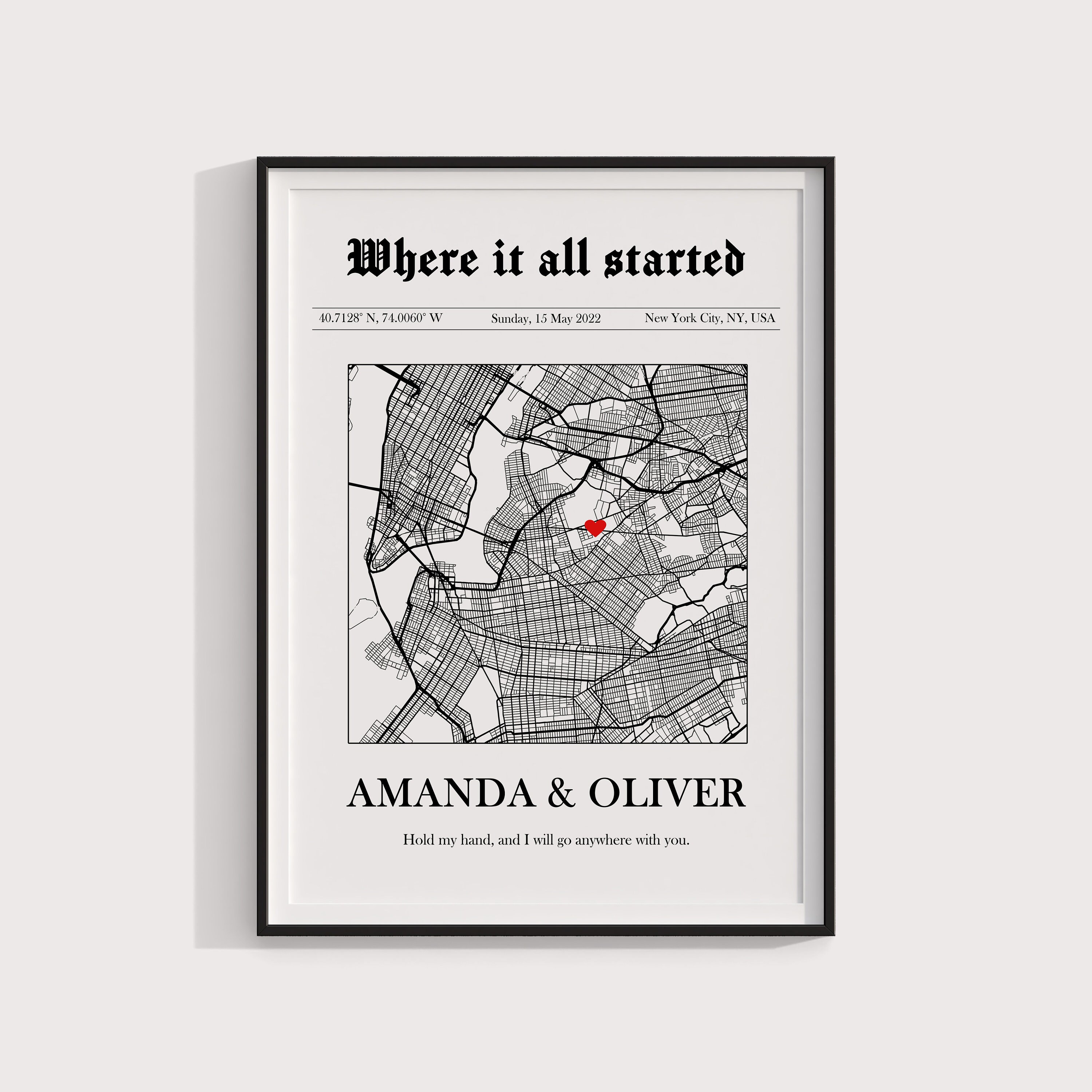 Where We Met, Where It All Began, Custom Wedding Map, Where We Met Map ...