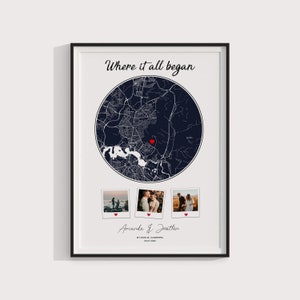 Impression de cadeau de mariage d'anniversaire, cadeau d'anniversaire de notre rencontre, carte cadeau pour sa femme mari petite amie, cadeau de lieu de mariage pour couple
