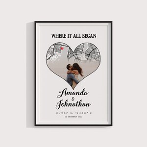 Cadeaux d'anniversaire,La où tout a commencé,Carte du lieu où nous nous sommes rencontrés,Impression de carte personnalisée,Cadeaux de remise des diplômes,Notre première maison,Cadeaux d'anniversaire pour elle,Cadeau de mariage