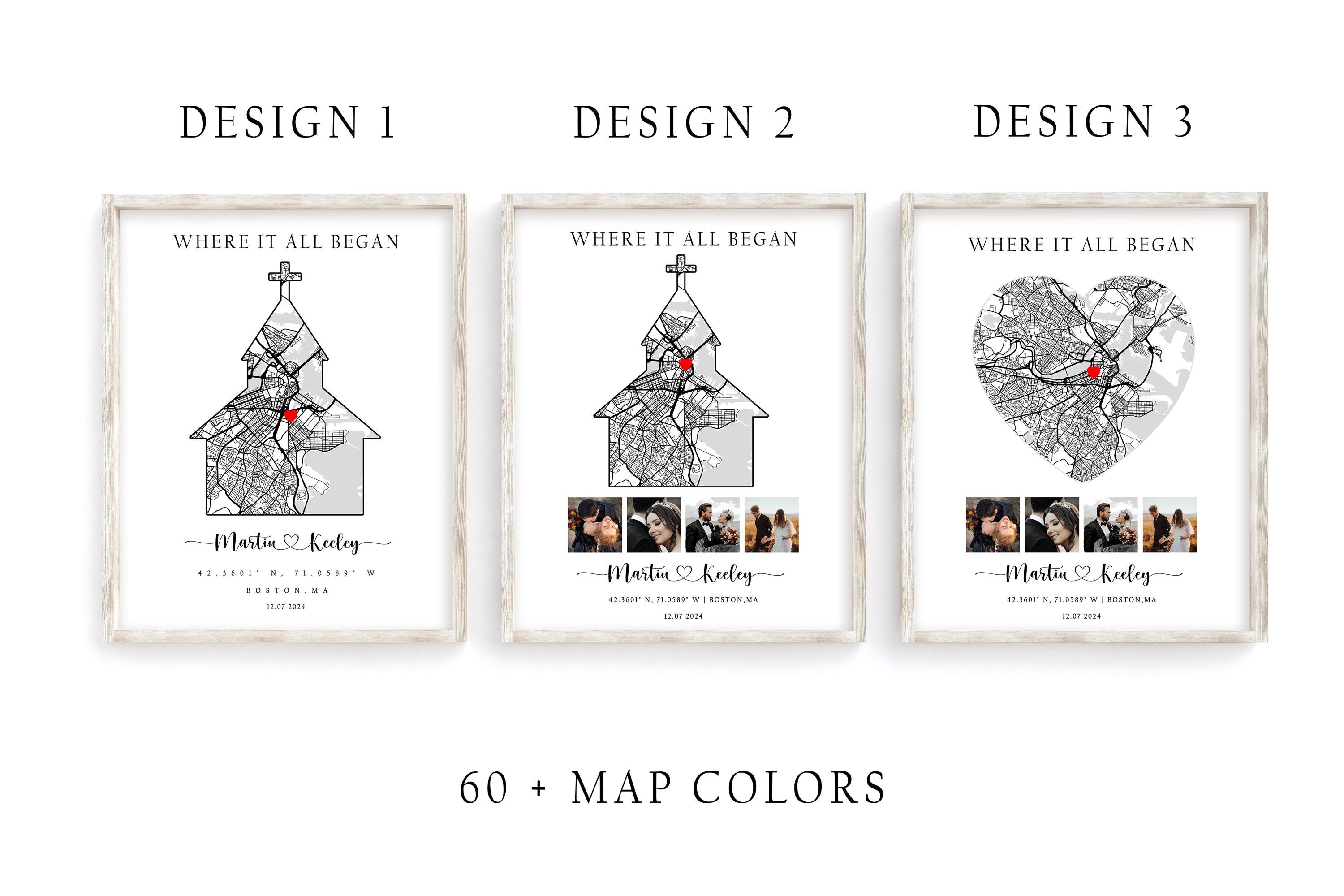 Mapitje Where It All Began Map, Map For Couple, Poster Map Night We Met