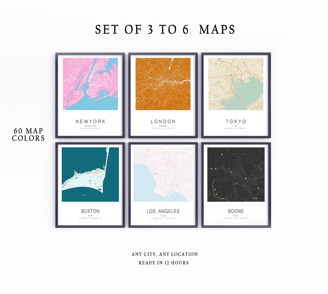 Personalised Map Wall Art, Custom Any Location Map, City Wall Art, City ...