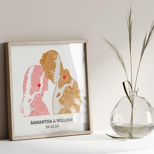 Personalisierte Fern Beziehung Geschenk, Herz Karte auf Leinwand, Dating Jahrestag, Freund Geschenk Fern, Geschenk zum Hochzeitstag
