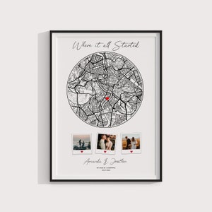 Carte de l'endroit où nous nous sommes rencontrés/Où tout a commencé/Carte pour couple/Cadeau pour elle/Cadeau pour lui/Carte personnalisée/Carte personnalisée/Cadeau d'anniversaire/TÉLÉCHARGEMENT NUMÉRIQUE