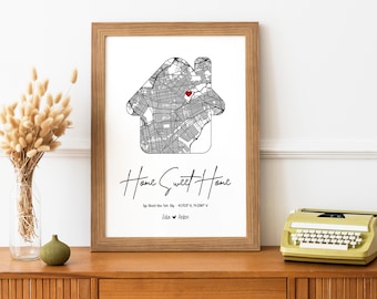 Custom Home Map, First Time Home Buyer, Personalized Housewarming Gift, First Home Gift Map, Our First Home, Our Home Map, Gift from Realtor