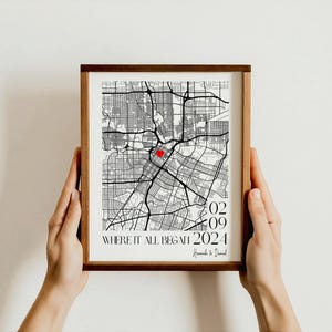 Cadeaux d'anniversaire,La où tout a commencé,Carte du lieu où nous nous sommes rencontrés,Impression de carte personnalisée,Cadeaux de remise des diplômes,Notre première maison,Cadeaux d'anniversaire pour elle,Cadeau de mariage
