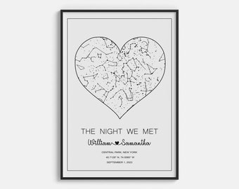 Custom Star Map Print, Night We Met Anniversary Gift, Night Sky Print, Star Map Poster, Wedding Gift, Constellation Print, Personalised Gift