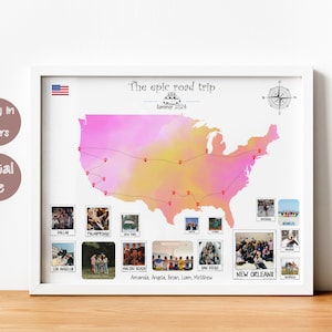 Personalisierte USA Road Trip Map-US Travel Map Print-Personalisierte Karte-Personalisiertes Geschenk für Reisende-Custom Travel Map-Van Trip-DIGITAL DATEI
