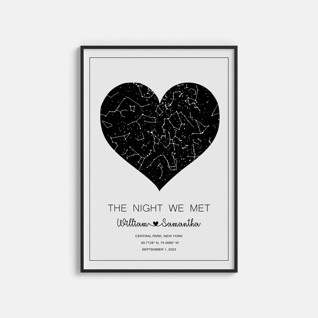 Digital Custom Star Map by Date, Custom Star Map, Engagement Where We