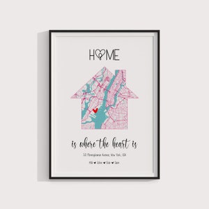 Regalo di inaugurazione della casa, la nostra prima casa, mappa della casa, regalo della prima casa per coppia, mappa artistica personalizzata, regalo di Natale personalizzato, nuova casa