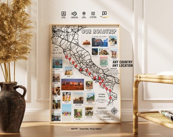 Custom Travel Map, Personalized Journey Map, Travel Memories Gift, Couple Travel Art, Destination Map