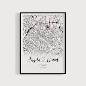 PRESENTES DE NOIVADO para casal Mapa de noivado personalizado exclusivo para impressão Onde tudo começou Mapa Presente de noivado Mapa personalizado