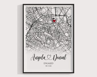 ENGAGEMENT GIFTS for Couple Unique Personalized Printable Engagement Map Where it All Began Map Engagement Gift Personalized Map