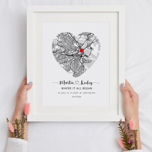 Wo alles begann, wo wir uns trafen Karte, Jubiläumsgeschenk, Herzkarte, unsere Geschichte, das erste Date Geschenk, die Nacht, in der wir uns trafen, unser erstes Date Memory Heart