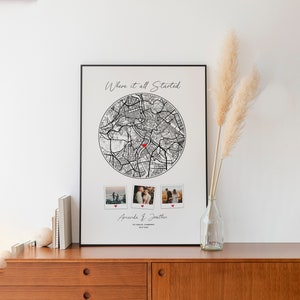 Anniversary Wedding Gift Print Night We Met Anniversary Gift Map Gift for Her Wife Husband Girlfriend Wedding Location Gift for couple