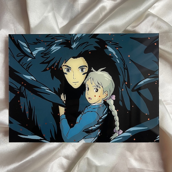 Peinture sur verre Chateau Ambulant, Howl et Sophie, décoration murale Ghibli