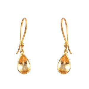 Handmade 14K Gold Citrine Dangle Earrings: Boho Style