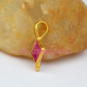 Ruby gold Pendant ,18k Gold Pendant,  Solid Gold Pendant, Handmade Gold Charm, Gold Charm Pendant, Gold Charm, Dainty Gold Pendant