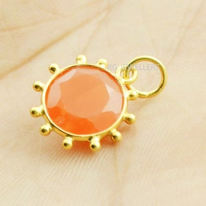 Handmade 18k Gold Carnelian Charm: Natural Orange Gemstone Pendant